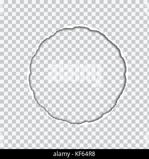 Vector illustration réaliste transparent de papier déchiré avec ombre et trou de forme circulaire sur fond transparent avec cadre pour le texte Illustration de Vecteur