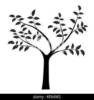 Vector illustration réaliste de l'arbre avec des branches et des feuilles, isolé sur fond blanc Illustration de Vecteur