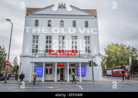 La nuit d'ouverture du Lorax du Dr. Seuss au Old Vic Theatre on the Cut à Londres, SE1, Royaume-Uni Banque D'Images