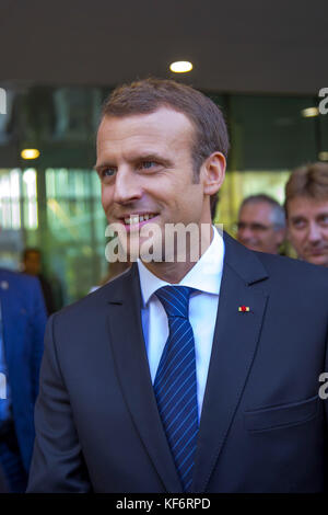 Paris, France. 25 octobre, 2017. Le président français Emmanuel macron vu sur le campus de l'université. Le président français Emmanuel macron visites l'université Paris saclay pour l'inauguration de l'institut de mathématique d'Orsay et centralesupélec. crédit : sopa/zuma/Alamy fil live news Banque D'Images