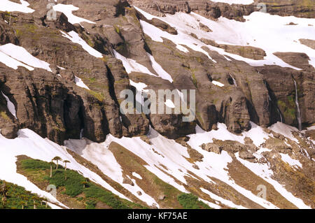 Sierra Nevada au-dessus du lac Conguillio, Parc national de Conguillio, Andes, Chili, IXe région Banque D'Images