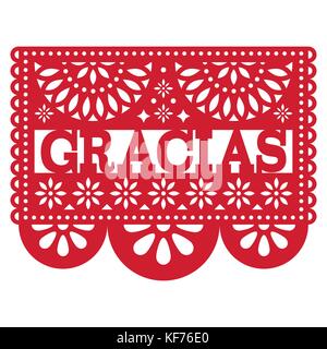Mexican papel picado modèle vecteur conception - gracias merci card Illustration de Vecteur