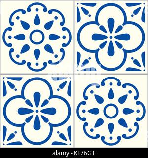 Azulejos portugais), motif carreaux bleu indigo transparent Lisbonne set design, vecteur contexte espagnol Illustration de Vecteur