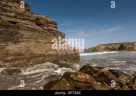 Falaises de Portreath à Cornwall Banque D'Images