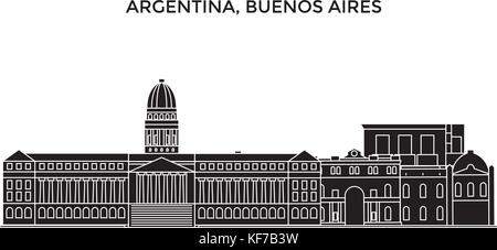 L'ARGENTINE, Buenos aires, vecteur de l'architecture de la ville, paysage urbain voyage avec des repères, des bâtiments, sites isolés sur l'arrière-plan Illustration de Vecteur