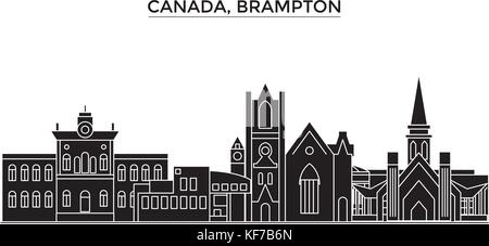 Canada, Brampton vecteur architecture city skyline, paysage urbain voyage avec des repères, des bâtiments, sites isolés sur l'arrière-plan Illustration de Vecteur
