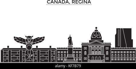 Canada, Regina vecteur architecture city skyline, voyage paysage urbain avec des repères, des bâtiments, sites isolés sur l'arrière-plan Illustration de Vecteur