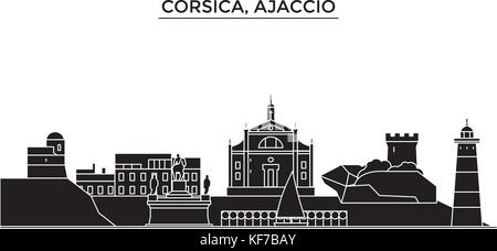 France, Corse, ajaccio ville vecteur architecture, paysage urbain voyage avec des repères, des bâtiments, sites isolés sur l'arrière-plan Illustration de Vecteur