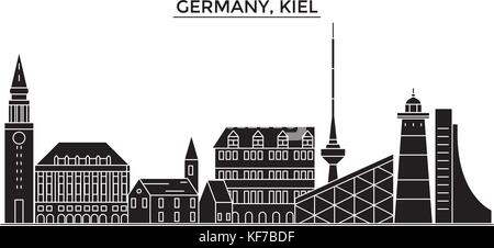 L'Allemagne, Kiel vecteur architecture city skyline, voyage paysage urbain avec des repères, des bâtiments, sites isolés sur l'arrière-plan Illustration de Vecteur