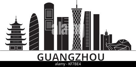 Guangzhou vecteur architecture city skyline, voyage paysage urbain avec des repères, des bâtiments, sites isolés sur l'arrière-plan Illustration de Vecteur