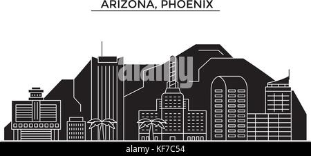 Usa, Arizona, Phoenix vecteur architecture city skyline, voyage paysage urbain avec des repères, des bâtiments, sites isolés sur l'arrière-plan Illustration de Vecteur