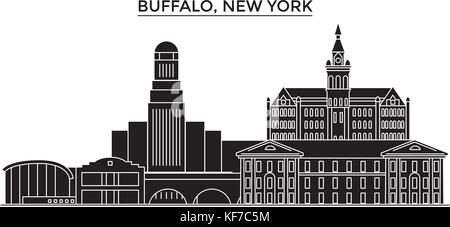 Etats Unis, Buffalo, New york city skyline vecteur architecture, paysage urbain voyage avec des repères, des bâtiments, sites isolés sur l'arrière-plan Illustration de Vecteur