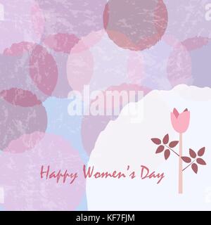 Happy women's day card poster avec mignon fleur de rose dans des tons pastel de rose, moderne de conception délicate. Illustration de Vecteur