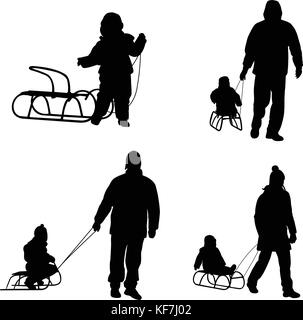 Traîneau à chiens - vector silhouettes Illustration de Vecteur