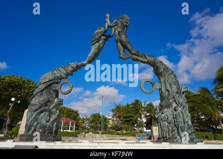 Playa del Carmen au Mexique portail sculpture maya Riviera Maya Banque D'Images