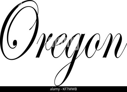 Texte sur l'illustration de l'oregon signe whithe background Illustration de Vecteur