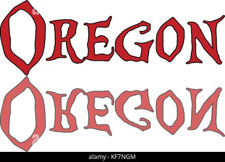 Texte sur l'illustration de l'oregon signe whithe background Illustration de Vecteur