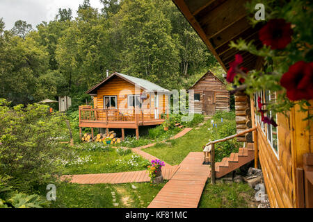 Usa, Alaska, redoubt bay, Big River lake, les cabines à redoubt Bay Lodge Banque D'Images