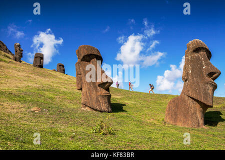 L'île de Pâques, chili, Isla de Pascua, rapa nui, Rano Raraku est un cratère volcanique sur les pentes inférieures de Terevaka, elle a fourni près de 95  % de l'île Banque D'Images