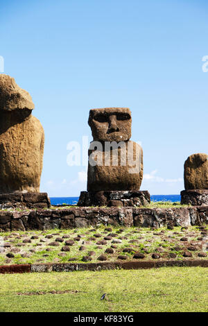 L'île de Pâques, chili, Isla de Pascua, rapa nui, Rano Raraku est un cratère volcanique sur les pentes inférieures de Terevaka, elle a fourni près de 95  % de l'île Banque D'Images