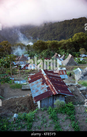 L'Indonésie, flores, birds eye view village de saga Banque D'Images