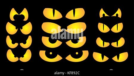 Spooky Halloween effrayant vecteur conception yeux isolé sur fond noir Illustration de Vecteur