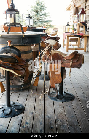 Usa, Nevada, les puits, le salon situé à l'intérieur de mustang monument, un luxe durable eco friendly resort et à préserver pour les chevaux sauvages, sauver l'Amérique" Banque D'Images