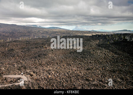 Usa, Oregon, Oregon Cascades, vue sur le mont jefferson à partir du haut de l'observatoire de l'wright dee au milieu d'une ancienne coulée en haut de la m Banque D'Images