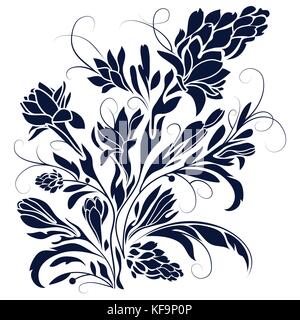 Silhouette fleurs noires sur fond blanc Illustration de Vecteur