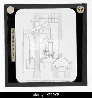 Tangyes lanterne Ltd, diagramme de Newcomen,moteur de la pompe à vapeur à l'atmosphère, vers 1910 Banque D'Images