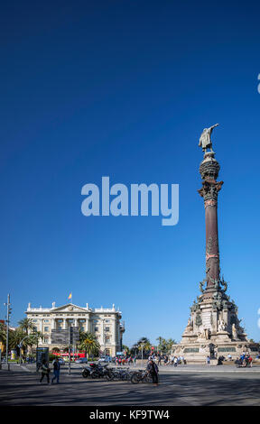 Monument de Christophe Colomb célèbre monument à port Vell au cœur de Barcelone Espagne Banque D'Images