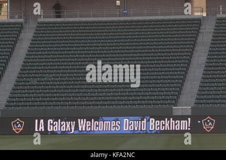 Le stade signe à la présentation officielle de David Beckham à la galaxie de Los Angeles au Home Depot Center à Carson, CA, le July13, 2007.Crédit photo: Francis Specker Banque D'Images