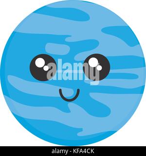 L'icône de la planète Neptune kawaii over white background vector illustration Illustration de Vecteur