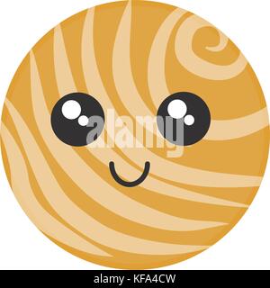 Kawaii planète Vénus icône sur fond blanc vector illustration Illustration de Vecteur