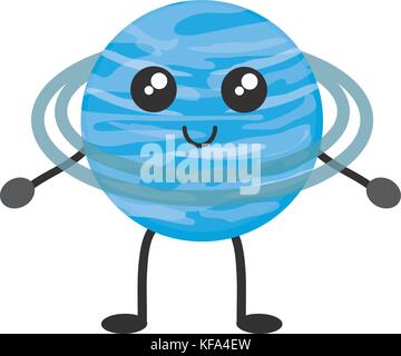 Kawaii uranus icône sur fond blanc vector illustration Illustration de Vecteur