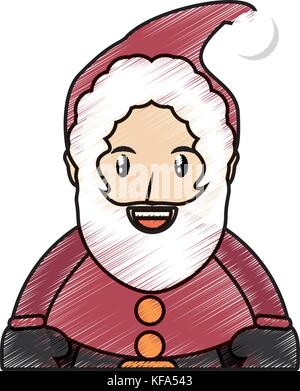 Père Noël couleur doodle over white background vector illustration Illustration de Vecteur