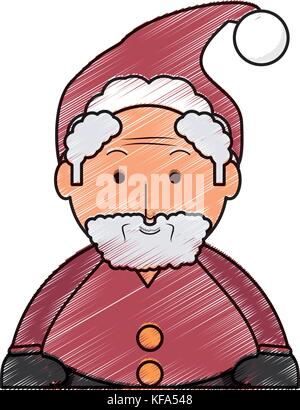 Père Noël couleur doodle over white background vector illustration Illustration de Vecteur
