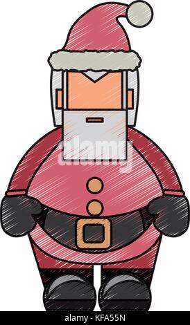 Père Noël couleur doodle over white background vector illustration Illustration de Vecteur