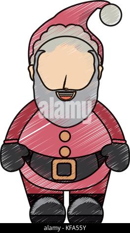 Père Noël couleur doodle over white background vector illustration Illustration de Vecteur