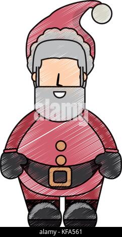 Père Noël couleur doodle over white background vector illustration Illustration de Vecteur