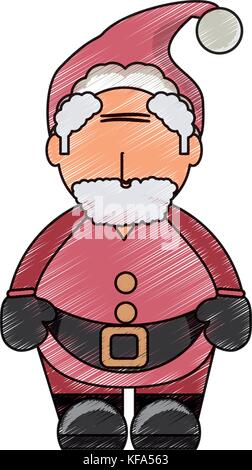 Père Noël couleur doodle over white background vector illustration Illustration de Vecteur