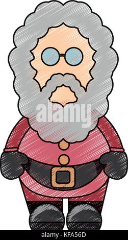 Père Noël couleur doodle over white background vector illustration Illustration de Vecteur