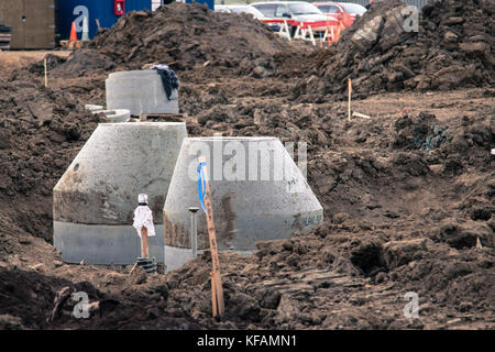 Au cours de la construction des trous de béton Banque D'Images