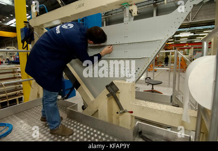 Airbus fuselage avant la production dans l'usine d'Airbus Méaulte en France Banque D'Images