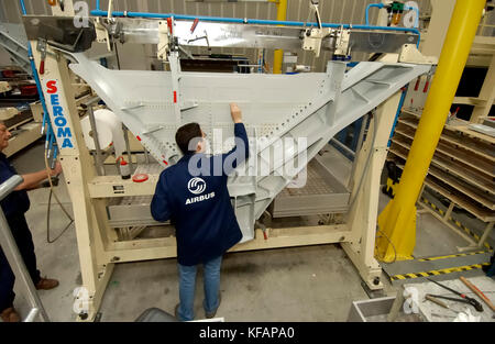 Airbus fuselage avant la production dans l'usine d'Airbus Méaulte en France Banque D'Images