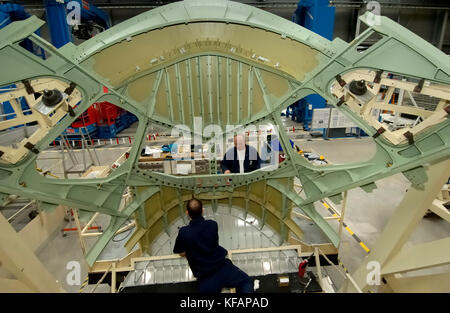 Airbus fuselage avant la production dans l'usine d'Airbus Méaulte en France Banque D'Images