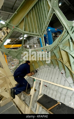 Airbus fuselage avant la production dans l'usine d'Airbus Méaulte en France Banque D'Images