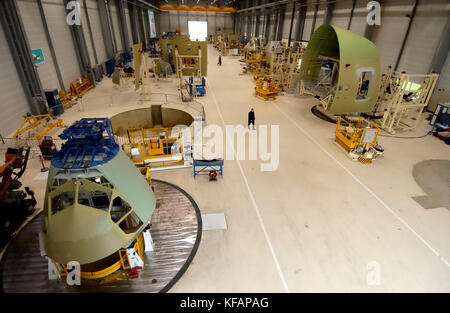 Airbus fuselage avant la production dans l'usine d'Airbus Méaulte en France Banque D'Images
