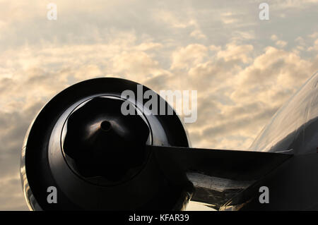 L'échappement du moteur sur la Northwest Airlink - Mesaba Airlines, USA Bombardier CRJ-900 de prochaine génération stationné dans l'affichage à l'électricité statique au Salon du Bourget 20 Banque D'Images