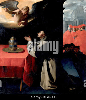 La prière de Saint Bonaventura sur la sélection du Nouveau Pape 1628 par Francisco de Zurbarán Banque D'Images